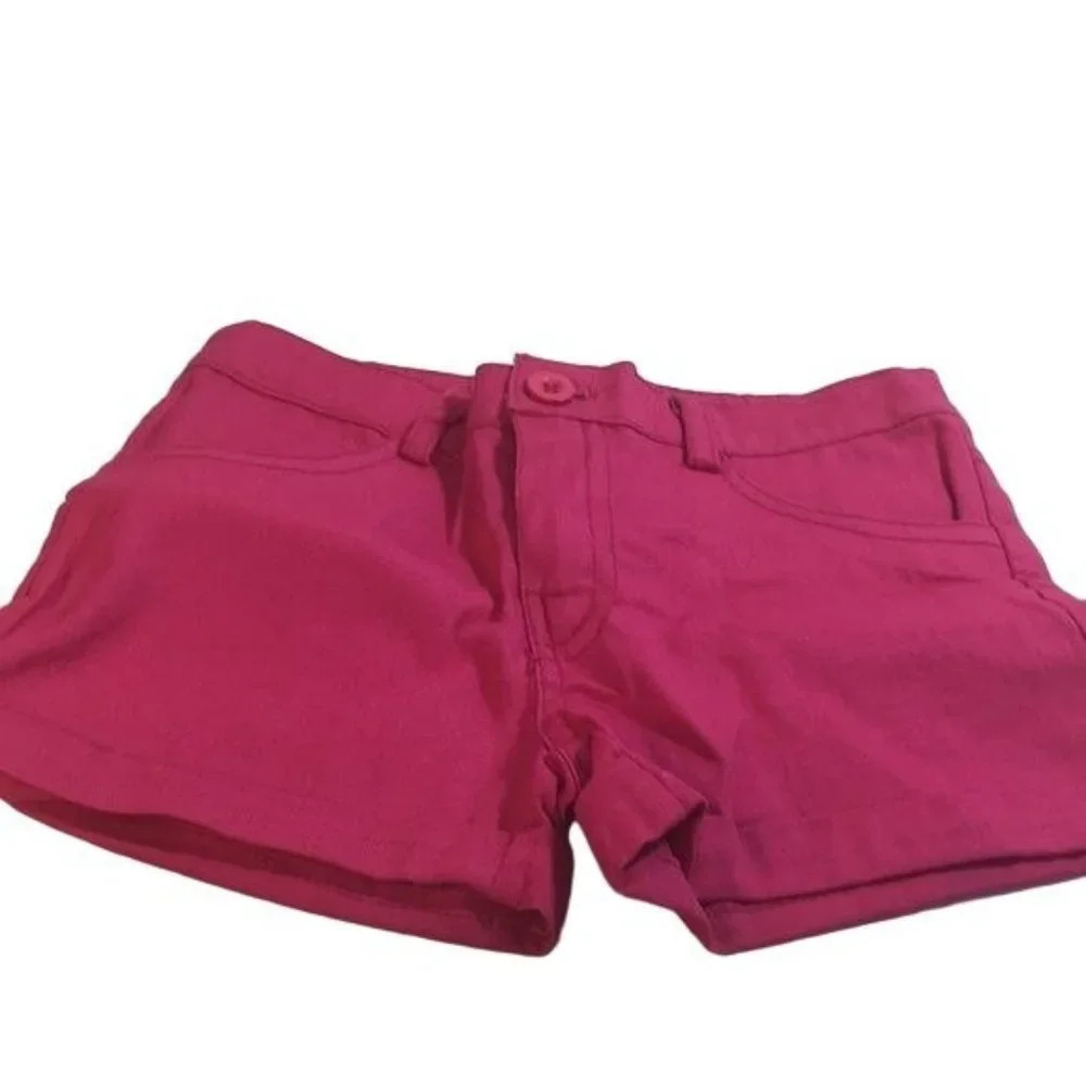 Girls Shorts Pink Size 4 Button/Zip Fly Rolled Cuff